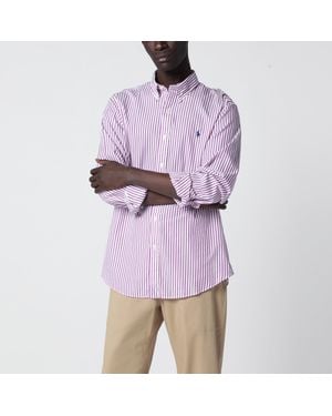 Polo Ralph Lauren Striped Custom-Fit Poplin Shirt - Purple