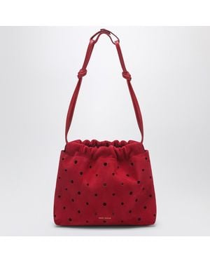 MANU Atelier Romy Perforated Suede Pouch - Red