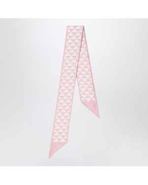 Prada Silk Jacquard Scarf Pink/white