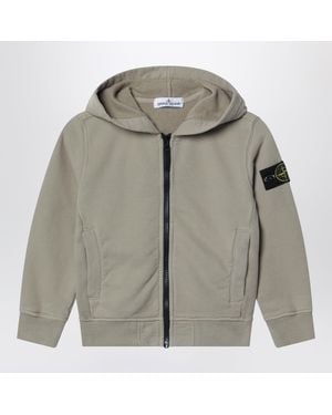 Stone Island Moosgrüner Baumwoll-Zip-Hoodie - Grau