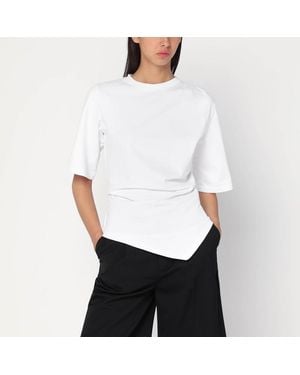 Rohe Asymmetrisches Weißes Baumwollshirt