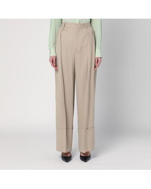 Victoria Beckham Wide Mandarin Color Pants - Natural