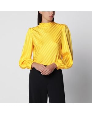 Valentino Vlogo Bright Narciso Jacquard Silk Top - Yellow