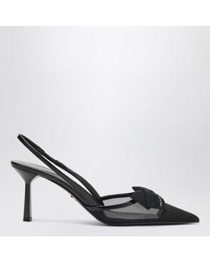 Prada Fabric And Mesh Slingback Court Shoes - Black