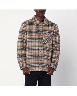 Burberry Giacca camicia beige motivo check in lana - Marrone