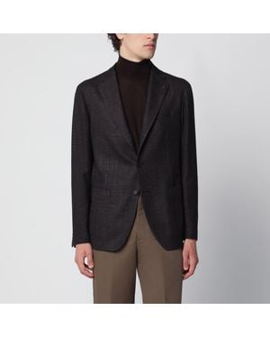 Tagliatore Single-Breasted Jacket With A Micro Check Pattern - Black