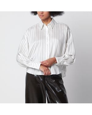Brunello Cucinelli And Striped Silk Shirt - Grey