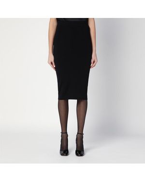 Saint Laurent Gonna a matita nera in lana - Nero