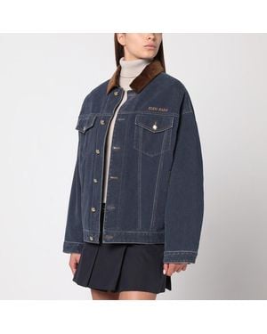 Miu Miu Veste En Denim Bleu Avec Col En Velours