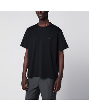 Prada Boxy Cotton Crew-Neck T-Shirt - Black