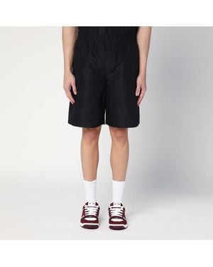 Gucci Schwarze Shorts Aus Seidenmischung Mit Gg