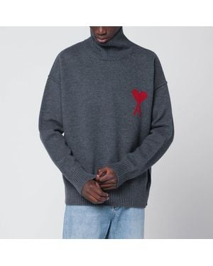 Ami Paris Maglione dolcevita ami de coeur grigio