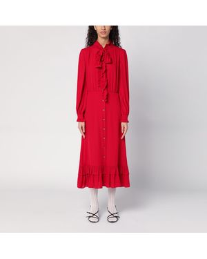 Valentino Ruffled Silk Georgette Midi Dress - Red