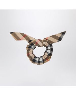 Burberry Check Pattern Cotton Scrunchies - Brown