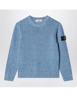 Stone Island Pull Bleu Pâle En Coton Mélangé