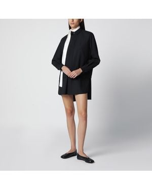 Sacai Wool-Blend Mini Shirt Dress - Black