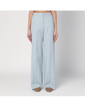 Loulou de Saison Gray Fog Pants In Cotton Blend - Blue