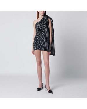 Patou Polka Dot Draped Oneshoulder Dress - Blue