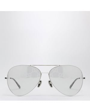 Gucci Silberne Pilotensonnenbrille - Weiß