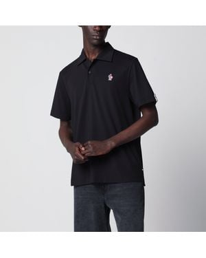 Moncler Polo Shirt With Logo Patch - Black