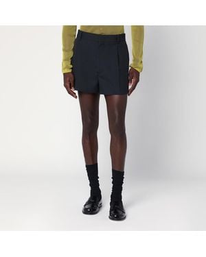 Gucci Short Gris Foncé En Sergé De Laine - Bleu
