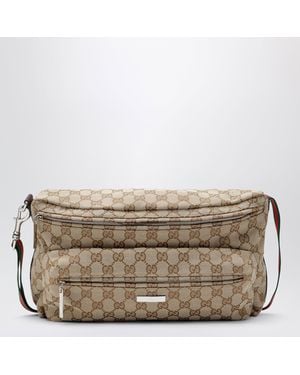 Gucci Umhängetasche Tag Mittelgroß Aus Gg-Canvas Sandbraun - Mettallic
