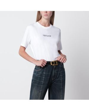Versace Slim Cotton Jersey T-Shirt With Embroidered Logo - White