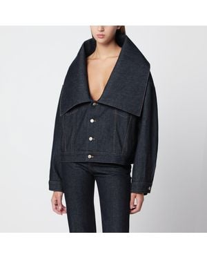 Balenciaga Denim Jacket With Wide Neckline - Black