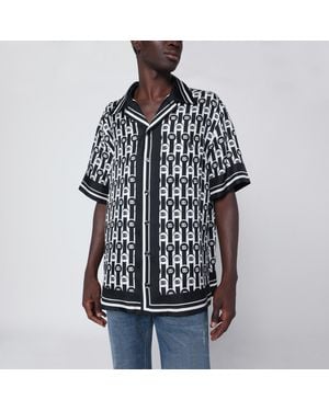 Dolce & Gabbana Printed Silk Twill Hawaii Shirt - Black