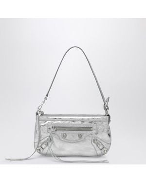 Balenciaga Silber-Metallisierte Le City Schulterpouch - Grau