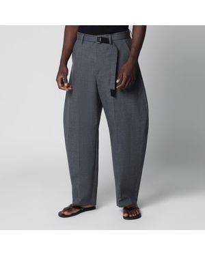 Sacai Wool Trousers With Belt - Black