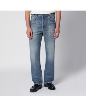 Versace Distressed Straight-Leg Jeans - Blue