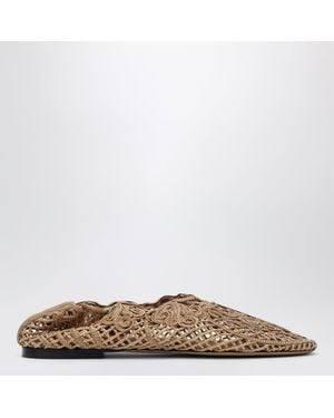 Odissi Iris Crochet Ballerina Flats - Brown