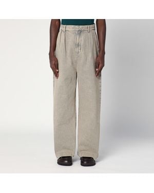 Loewe Pleated Sand-Coloured Denim Pants - Natural