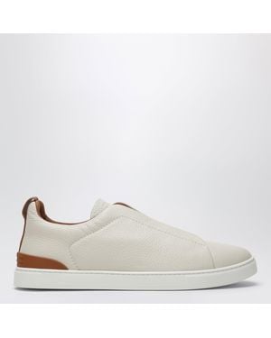 ZEGNA Triple Stitch Leather Sneakers - White