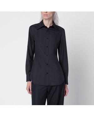 Gucci Ink-Colored Silk Poplin Shirt - Blue