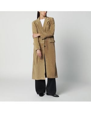Arma Alissa Single-Breasted Suede Coat - Natural