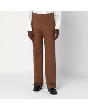 Ami Paris Hazelnut Wool Pants - Brown