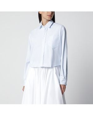 Ami Paris Striped Ami De Caur Cropped Shirt - White