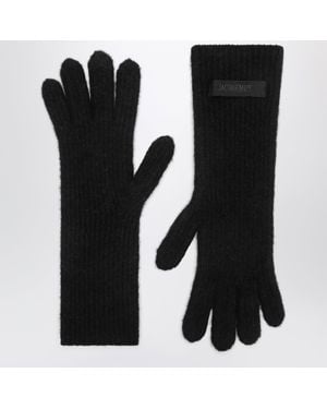 Jacquemus Gants Gros Grain Noirs En Mélange D'Alpaga