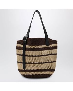 Loewe Loop Tasche Aus Raffia Mit Streifen - Mettallic