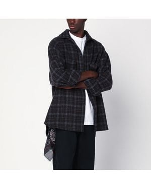 Destin Plaid Wool Shirt Jacket - Black