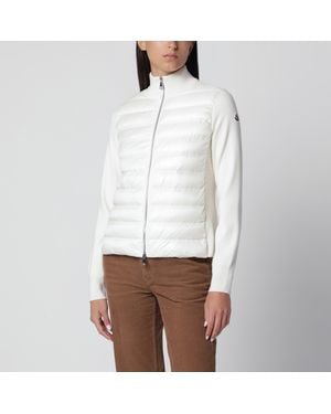 Moncler Weißer Gesteppter Cardigan Mit Reißverschluss