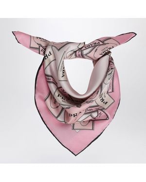 Prada Bedrucktes Seidentwill-Tuch 55 Rosa - Pink