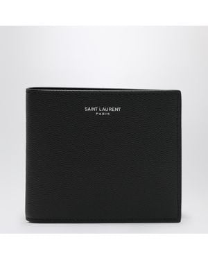 Saint Laurent East/west Wallet In Grain De Poudre Leather - Black