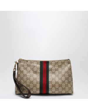 Gucci Small Gg Pouch With Web Ribbon - Black