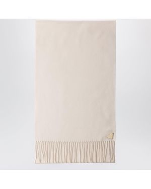 Prada Talc Silk And Cashmere Scarf - Natural