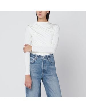 Anine Bing Jersey Top With Gathers - Blue