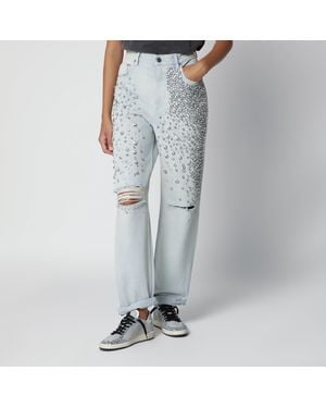 Golden Goose Light Jeans With Cabochon Crystals - Grey
