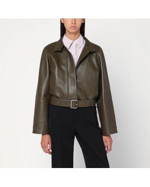 Loewe Khaki Leather Jacket With Belt - Green